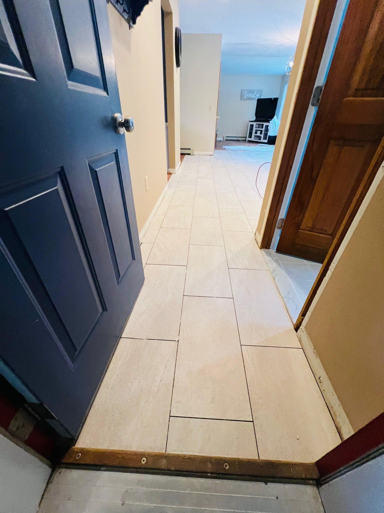 Porcelain tile entry hallway floor